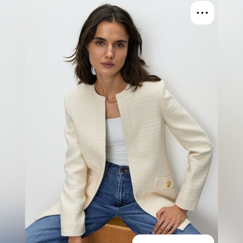 Aritzia Babaton Cream Light Birch Times Tweed Textured Blazer